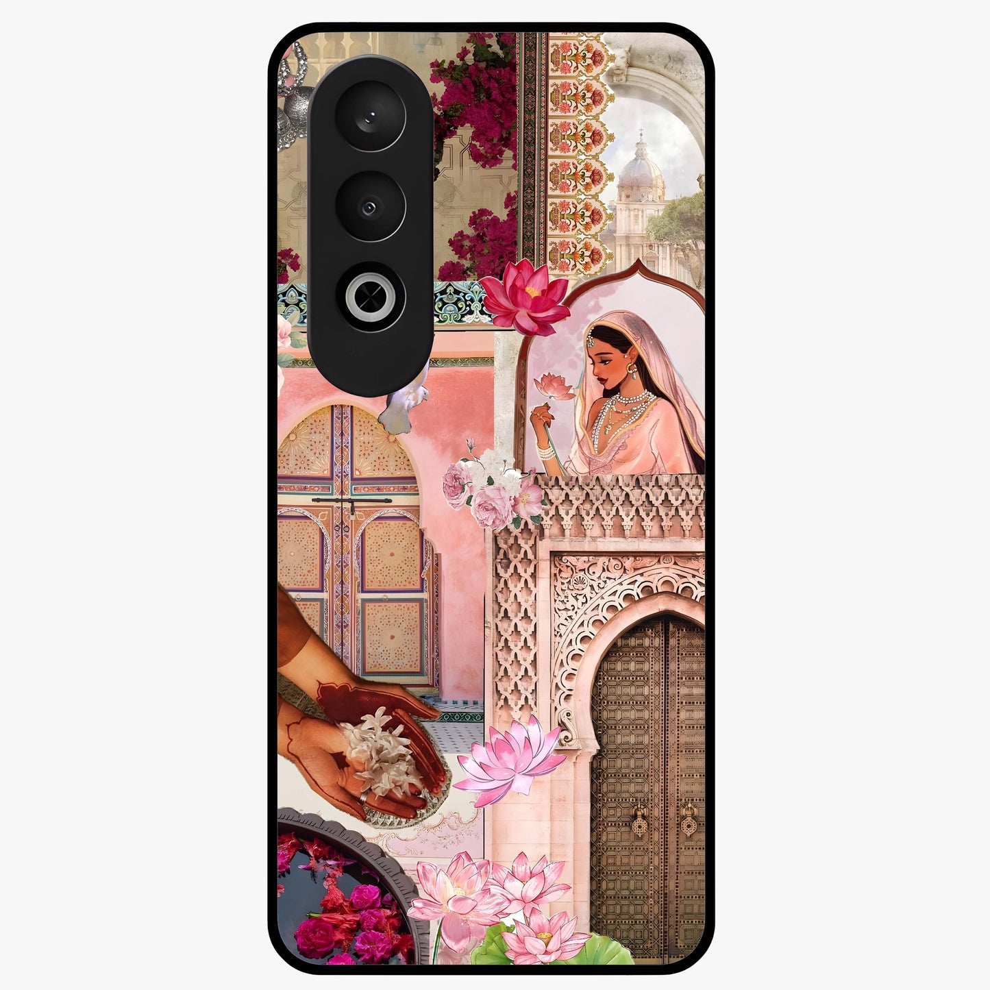 Floral Courtyard Muse Glass Case for 1+Nord CE 4 elegant front view featuring artistic courtyard floral artwork