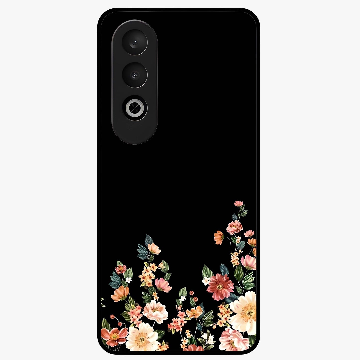 Floral Design With a Custom Personalized Name Glass Case for 1+Nord CE 4 graceful front view featuring floral artwork with personalized name design