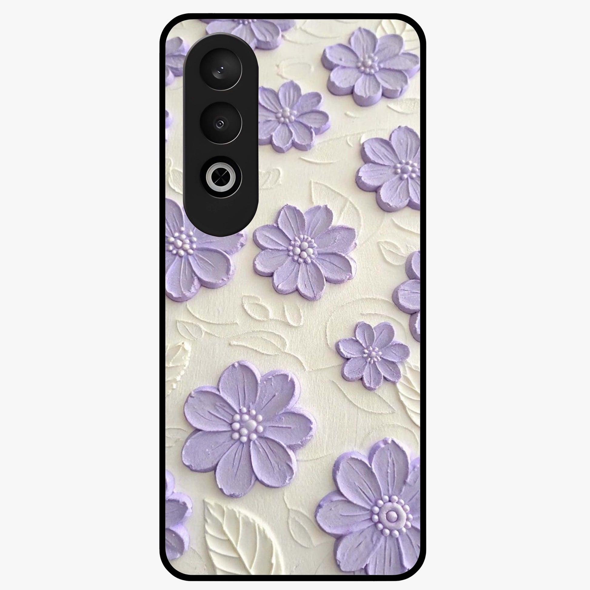 Floral Wall Art With Purple Flowers Glass Case for 1+Nord Ce 4 stylish front view featuring purple floral artwork