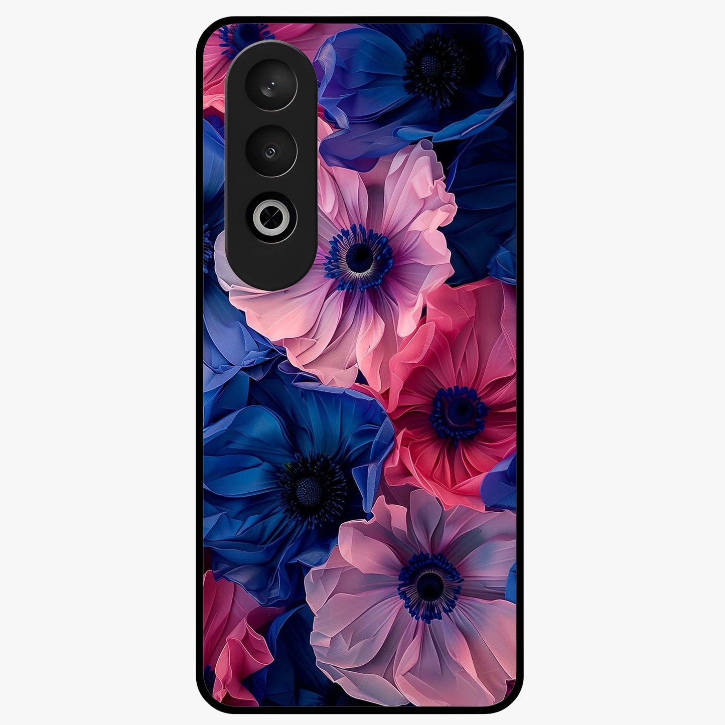 Flower Paper Art Pattern Glass Case for 1+Nord CE 4 creative front view featuring layered paper style floral artwork