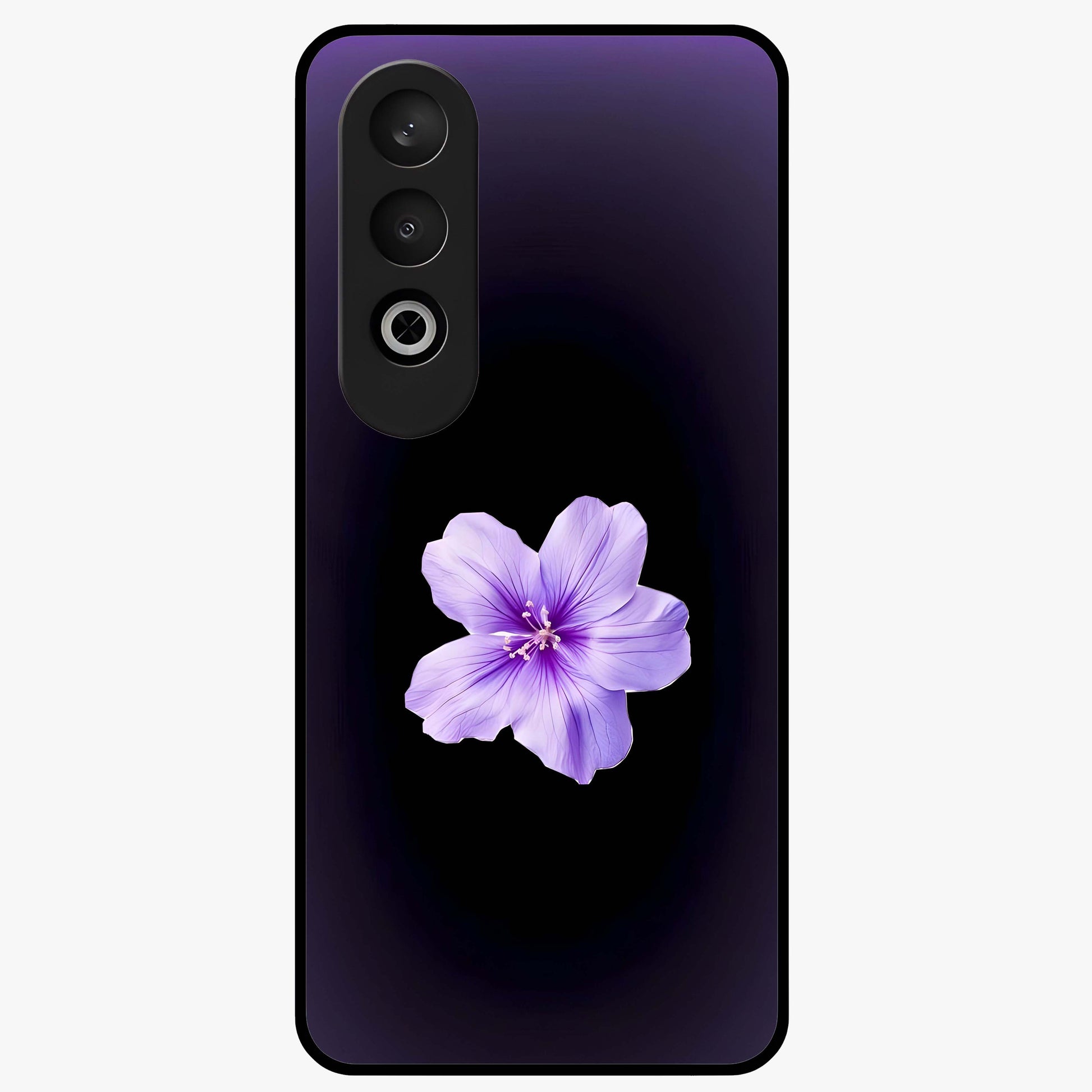 Flower on Soft Violet Gradient Glass Case for 1+Nord Ce 4 elegant front view featuring floral artwork over smooth violet gradient