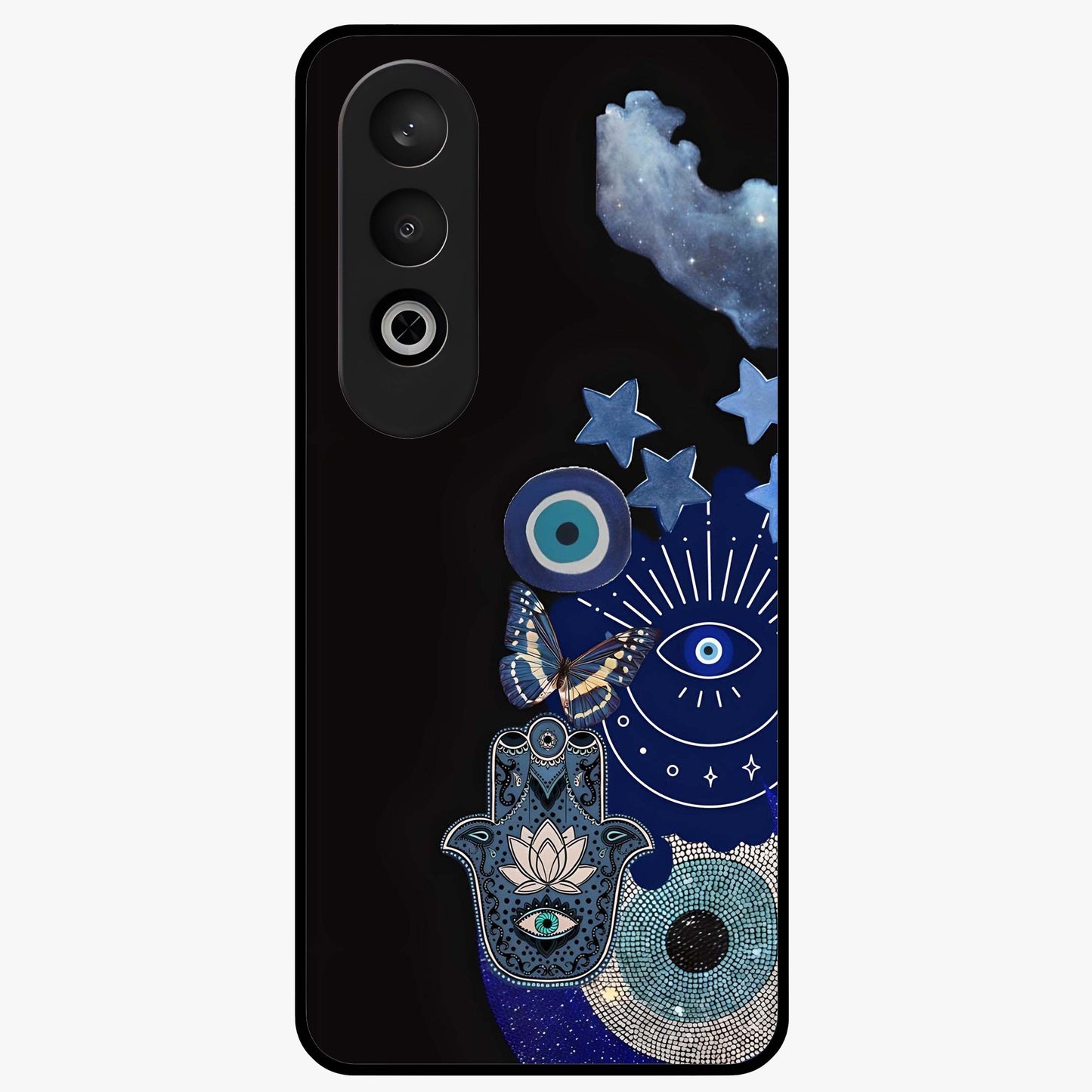 Galactic Charm Cluster Glass Case for 1+Nord Ce 4 artistic front view featuring clustered cosmic charm artwork