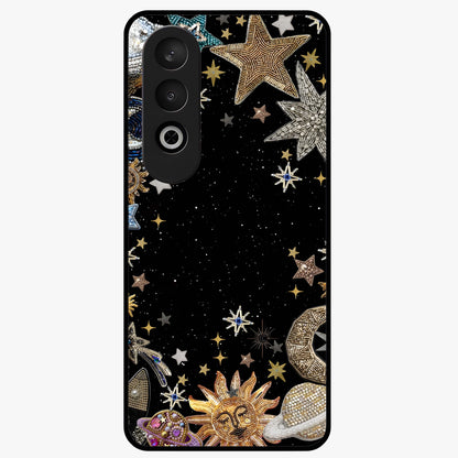 Galactic Jewel Stars Glass Case for 1+Nord CE 4 elegant front view featuring sparkling jewel inspired star artwork