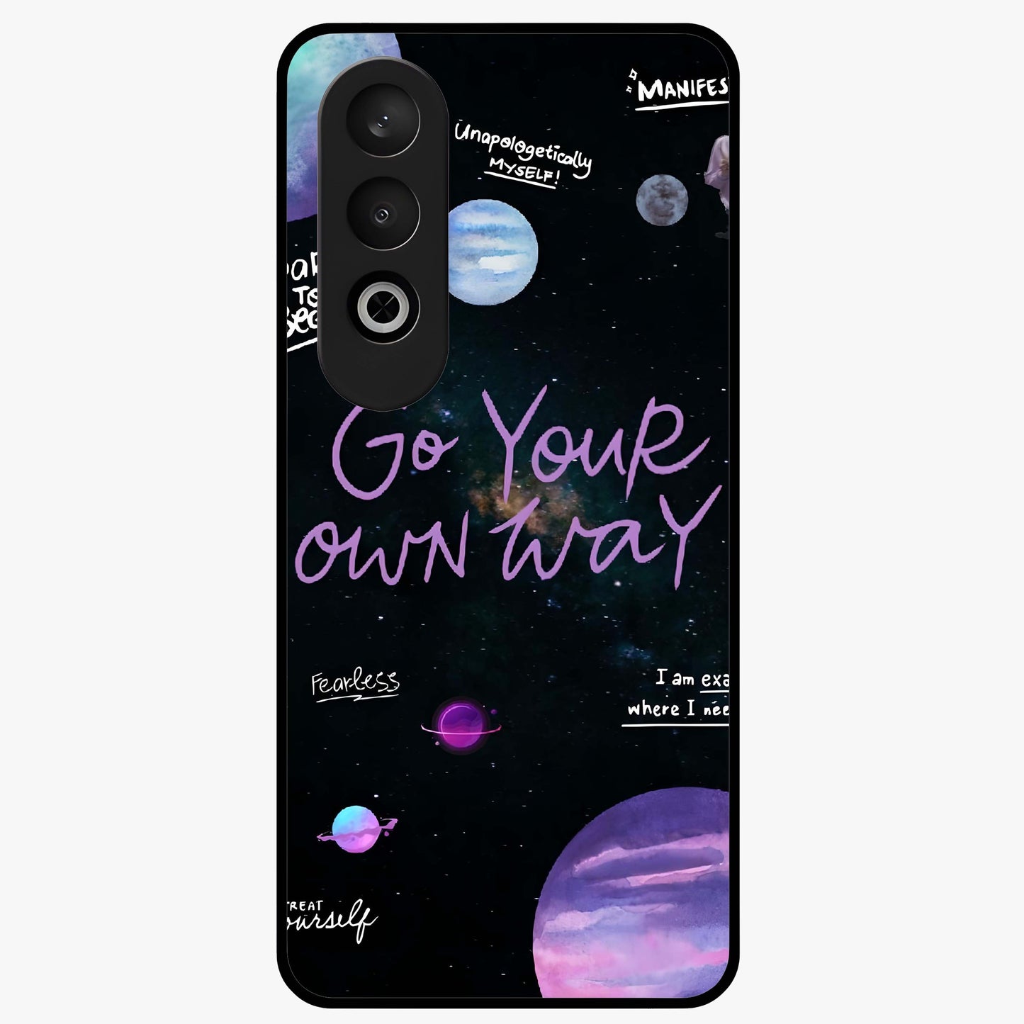 Galactic Vibes Universe Glass Case for 1+Nord Ce 4 vibrant front view featuring universe inspired artistic artwork
