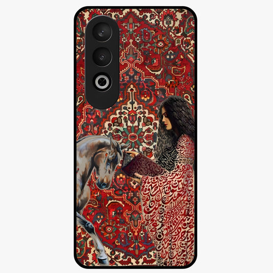 Girl With Horse Glass Case for 1+Nord Ce 4 elegant front view featuring artistic illustration of girl and horse