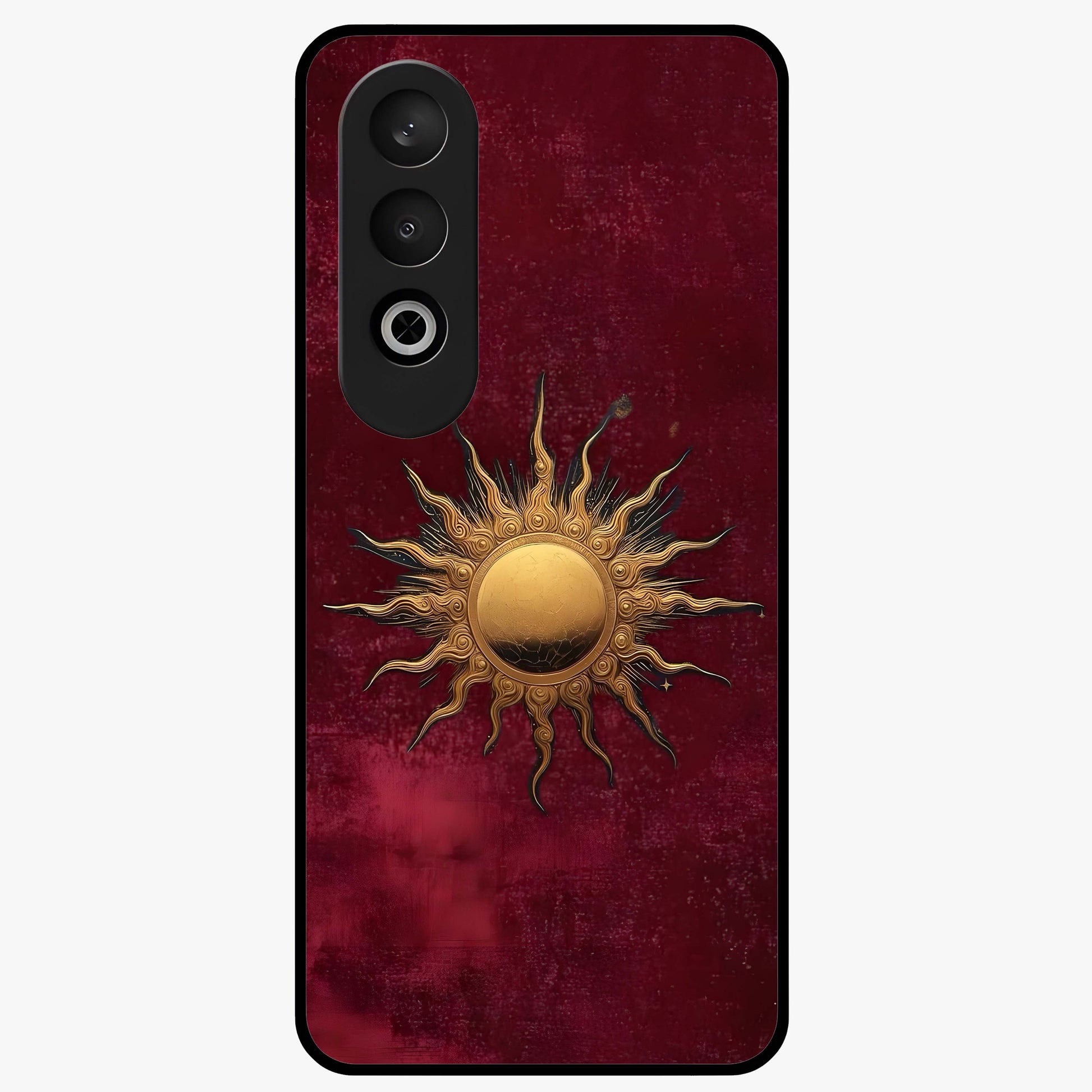 Gold Sun Blush Glass Case for 1+Nord CE 4 elegant front view featuring warm golden sun inspired artwork