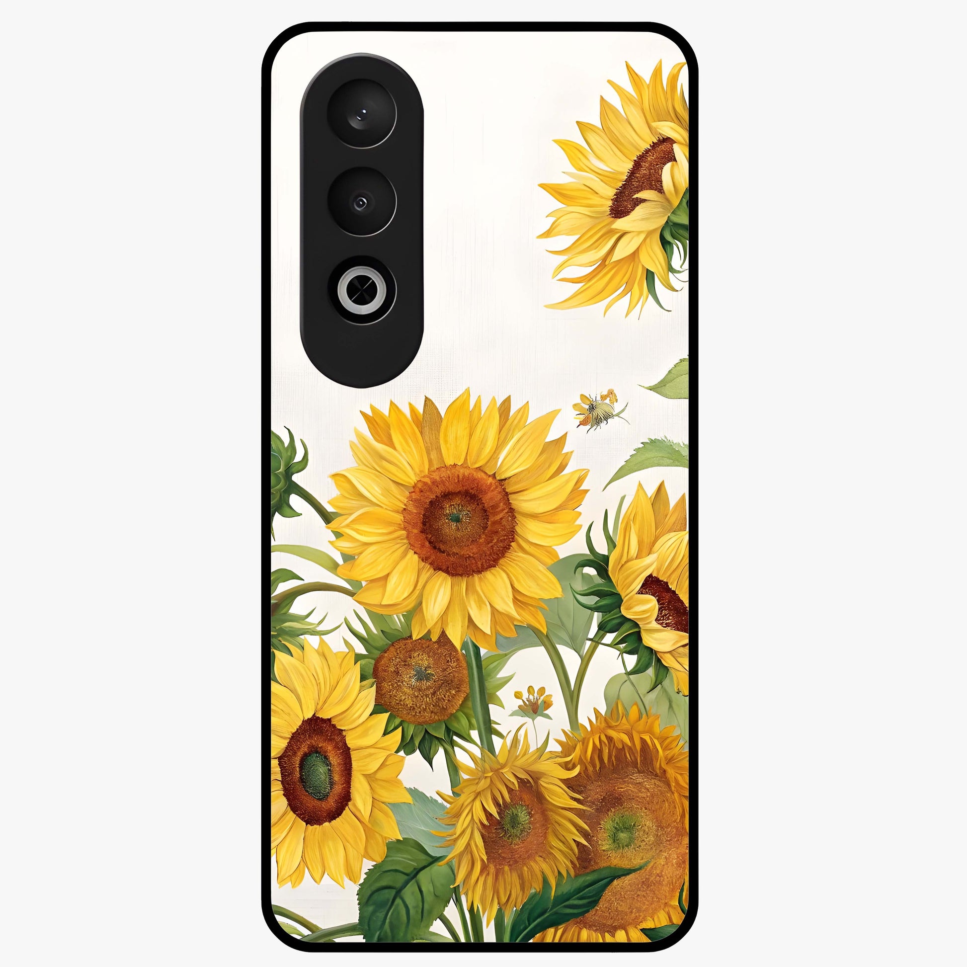 Golden Bloom Fields Glass Case for 1+Nord CE 4 serene front view featuring glowing floral field artwork
