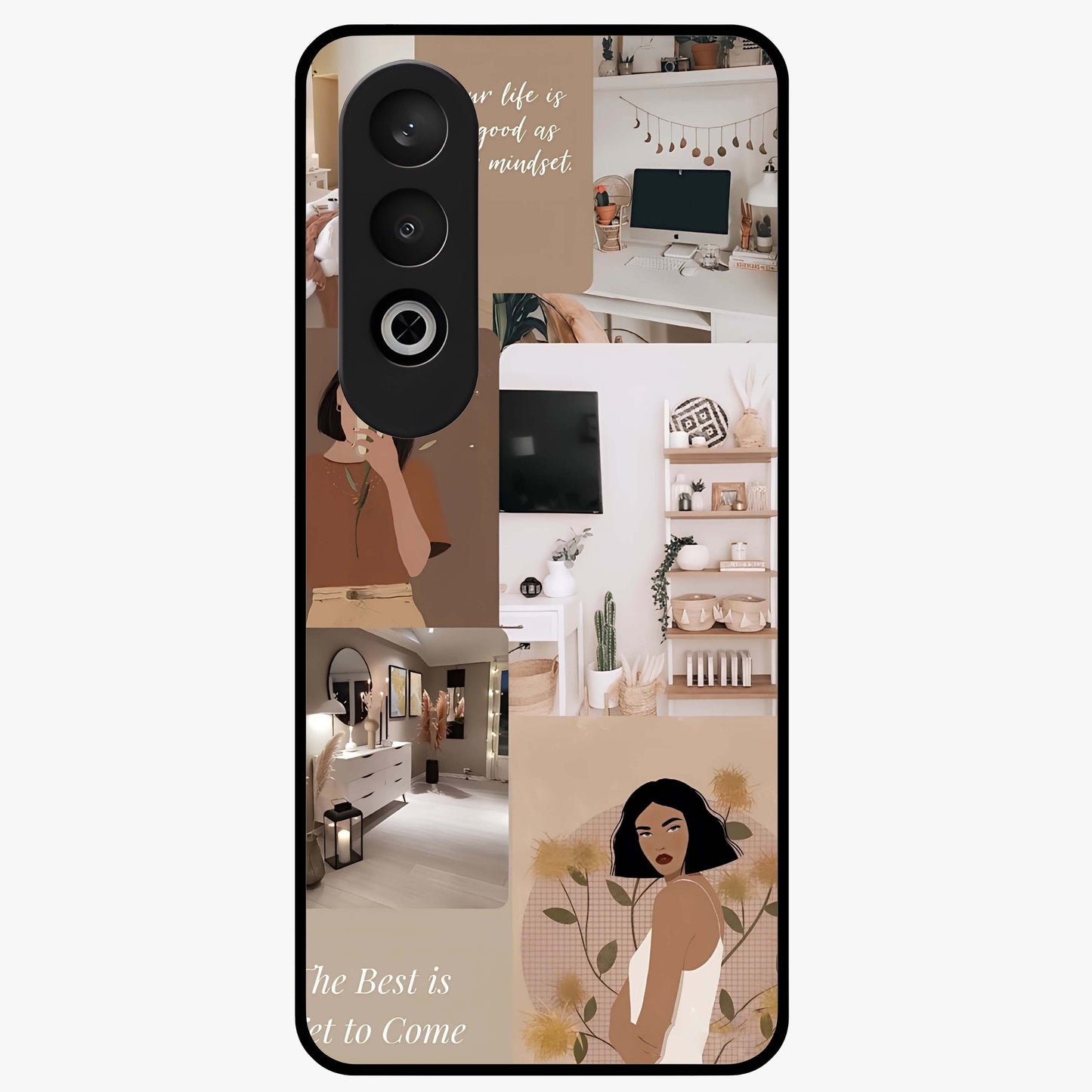 Golden Mind Moment Glass Case for 1+Nord CE 4 artistic front view featuring abstract golden inspired artwork