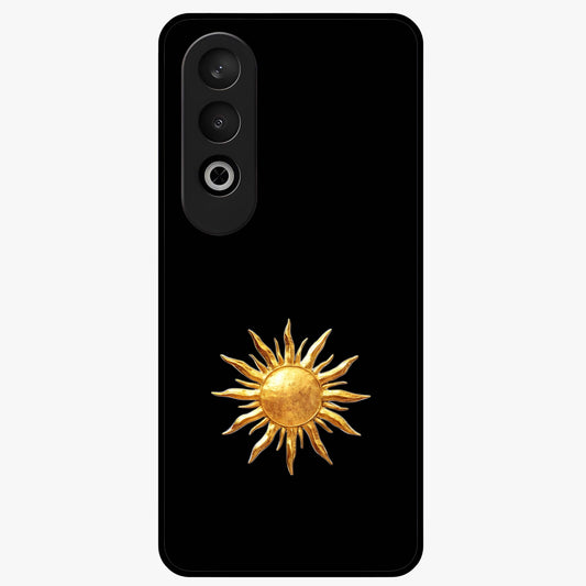 Golden Sun Minimalism Glass Case for 1+Nord CE 4 clean front view featuring minimalist golden sun artwork