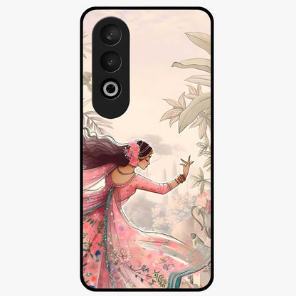 Graceful Garden Rhythm Glass Case for 1+Nord CE 4 elegant front view featuring flowing floral garden artwork