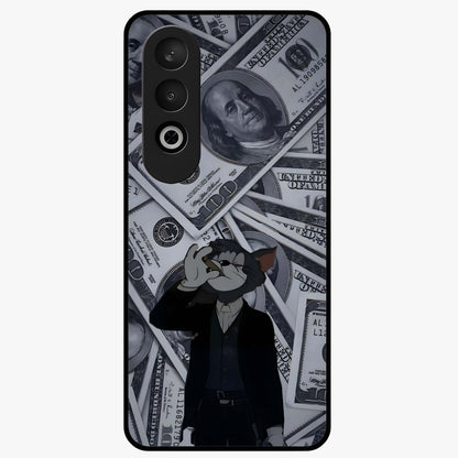 Greedy Fortune Cat Glass Case for 1+Nord CE 4 charming front view featuring lucky cat inspired artwork