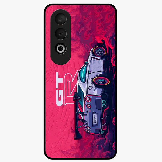 Gt R Car Pattern Glass Case for 1+Nord CE 4 bold front view featuring performance car inspired pattern artwork