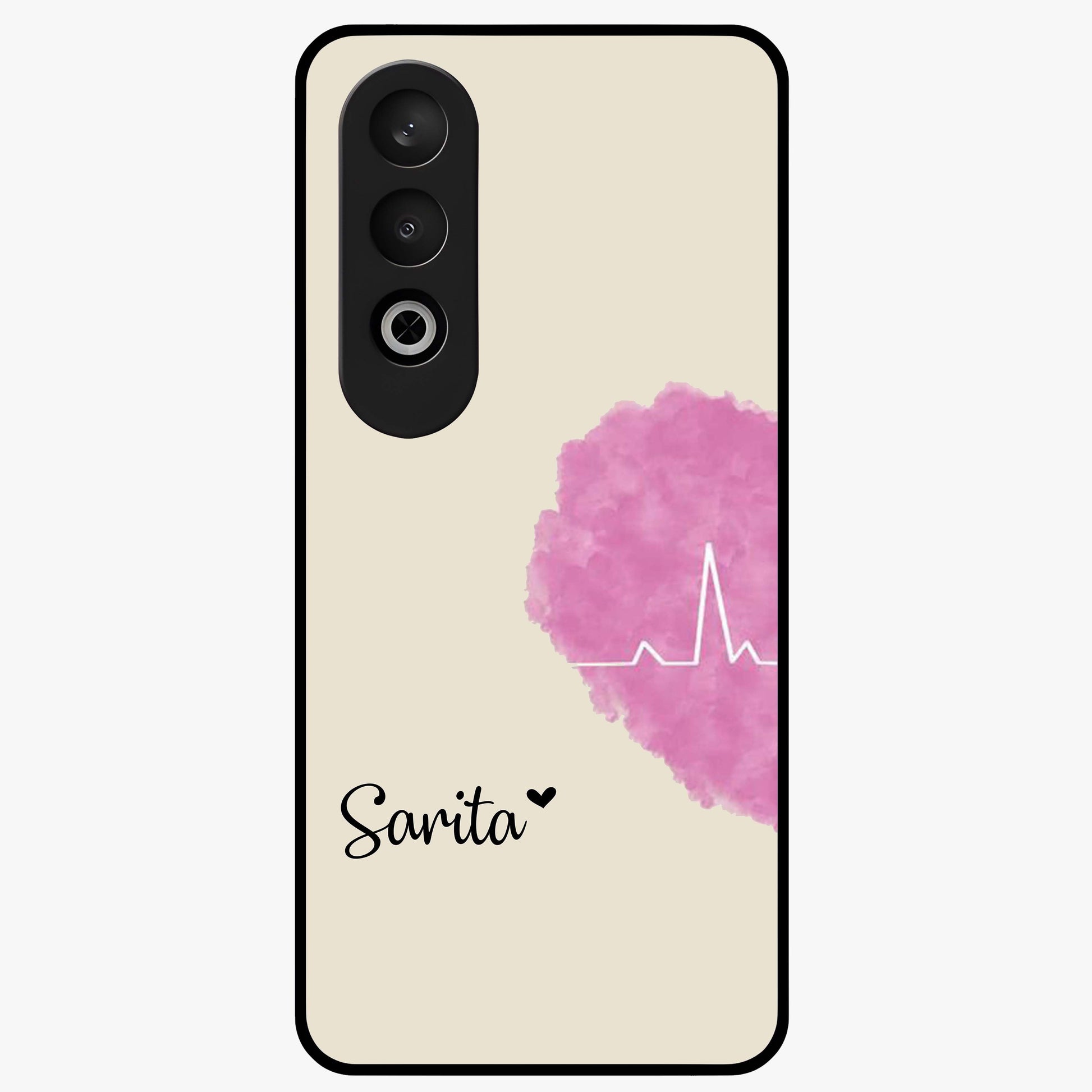 Heartbeat of Love Glass Case for 1+Nord CE 4 romantic front view featuring heartbeat inspired love artwork