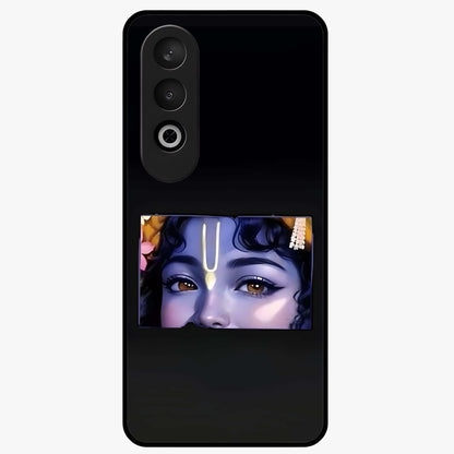 Krishna Divine Embrace Glass Case for 1+Nord CE 4 serene front view featuring devotional Krishna inspired artwork