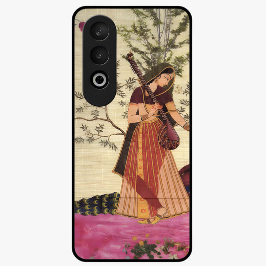 Lady With Veena Art Glass Case for 1+Nord CE 4 elegant front view featuring classical musical inspired artwork