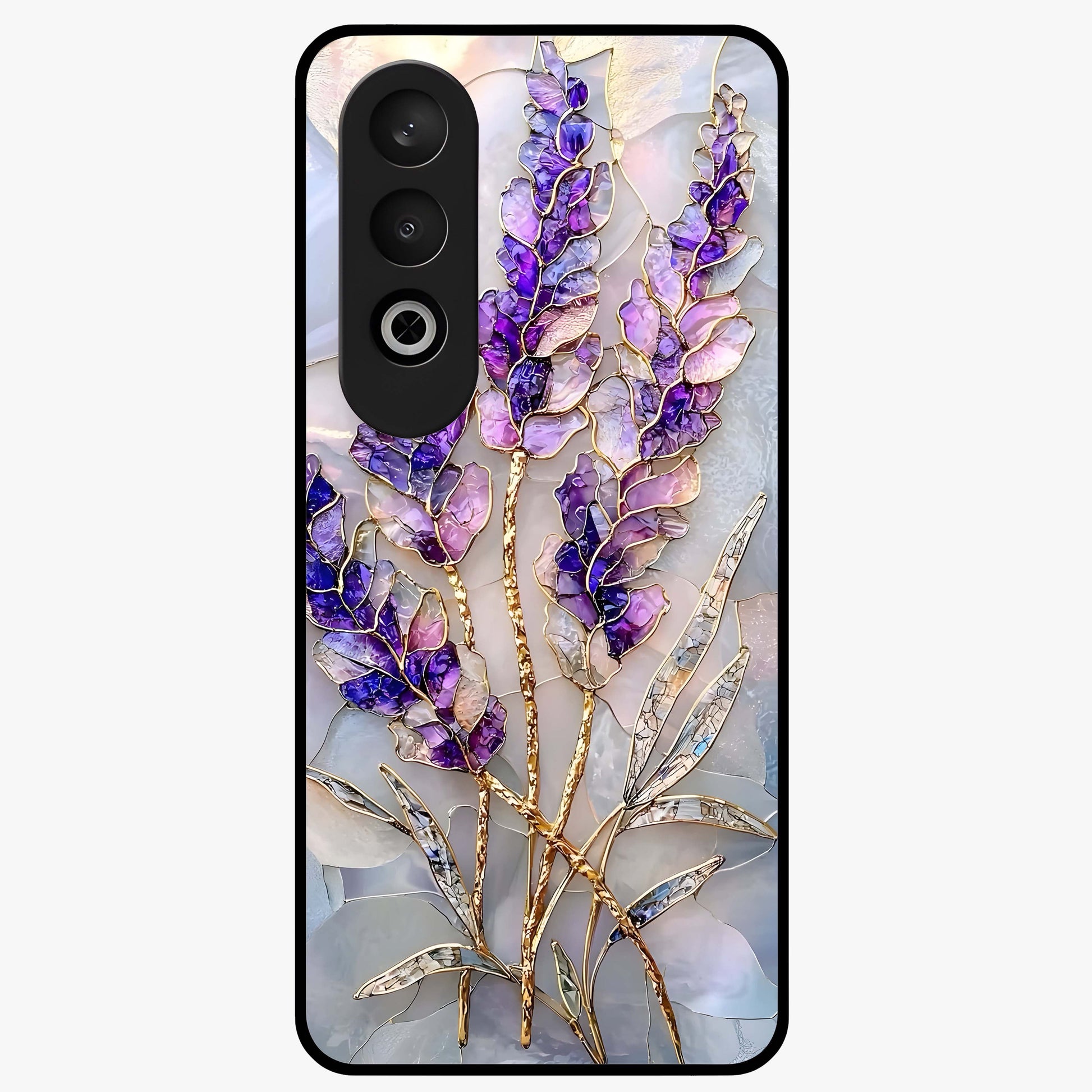 Lavender Dream Glow Glass Case for 1+Nord CE 4 radiant front view featuring glowing lavender inspired artwork