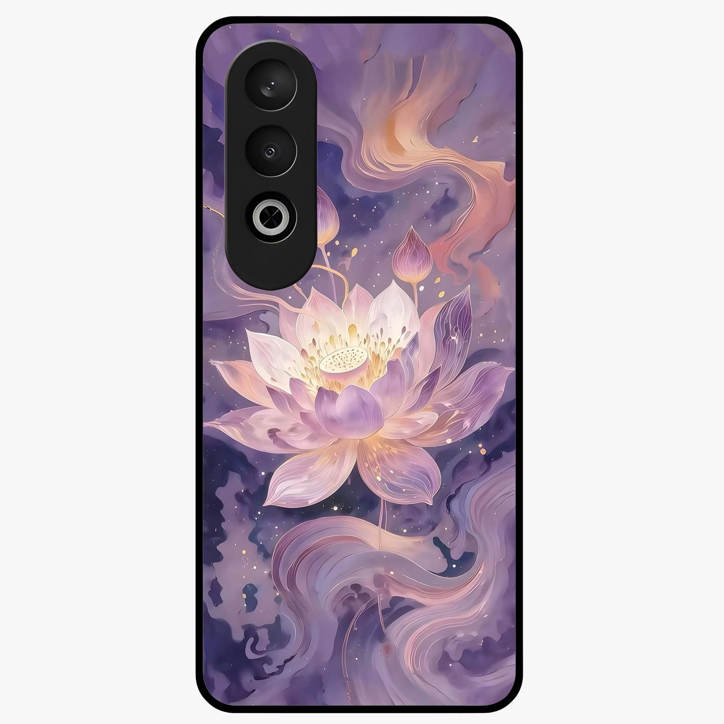 Lavender Lotus Muse Glass Case for 1+Nord CE 4 elegant front view featuring lotus artwork in calming lavender tones