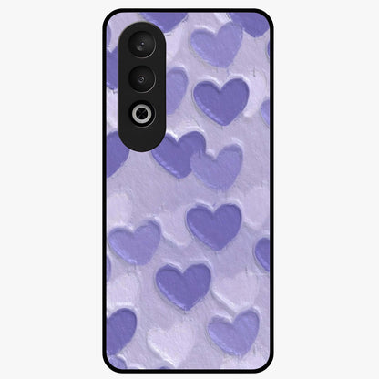 Lavender Paper Hearts Glass Case for 1+Nord CE 4 cute front view featuring layered heart artwork in soft lavender tones