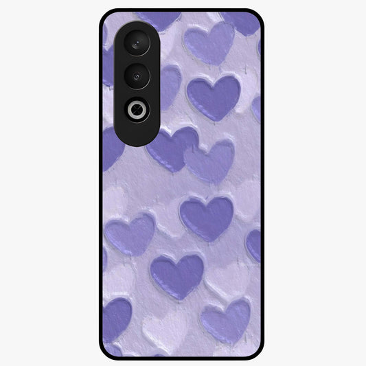 Lavender Paper Hearts Glass Case for 1+Nord CE 4 cute front view featuring layered heart artwork in soft lavender tones