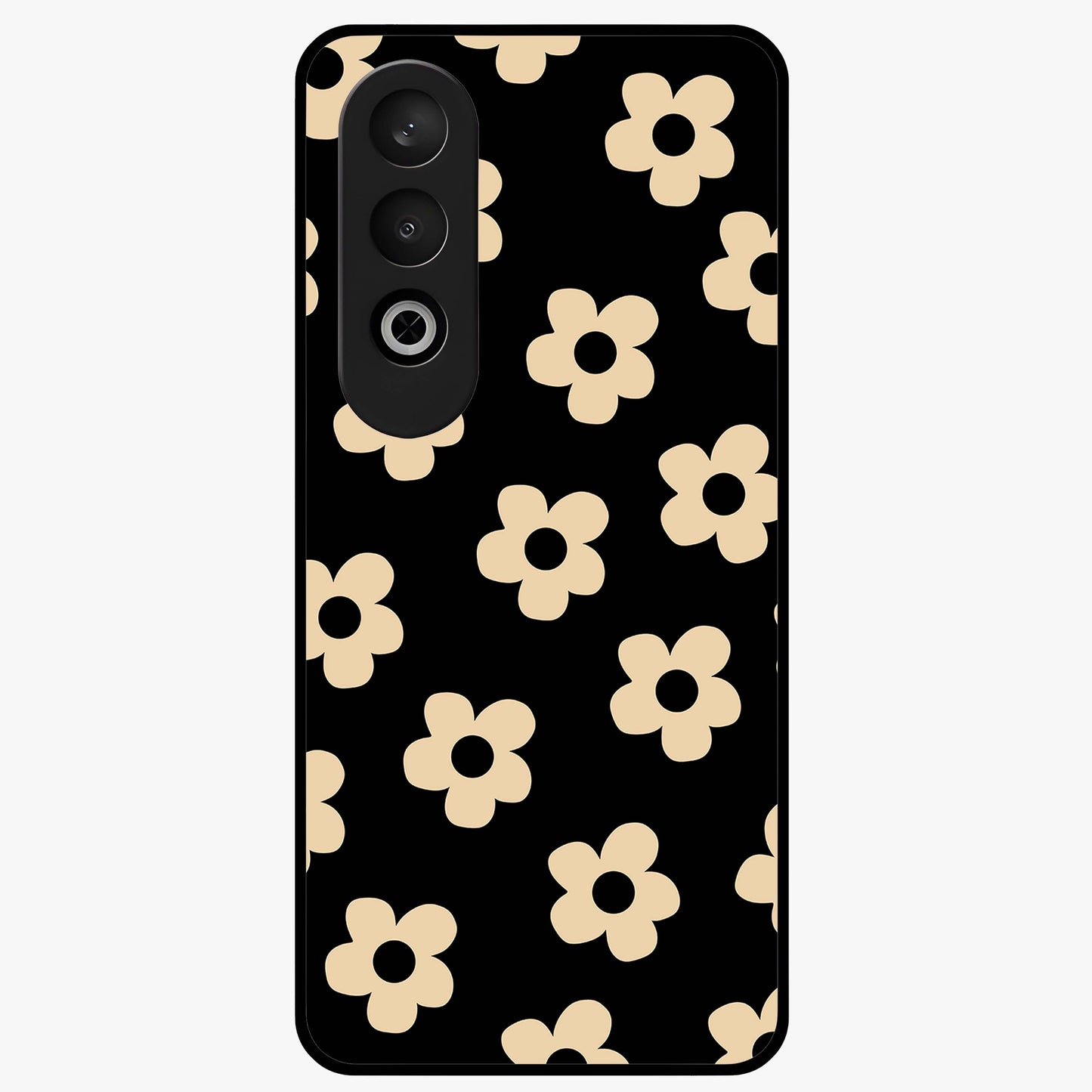 Little Daisy Flower Retro Pattern Glass Case for 1+Nord CE 4 cheerful front view featuring retro daisy floral pattern artwork