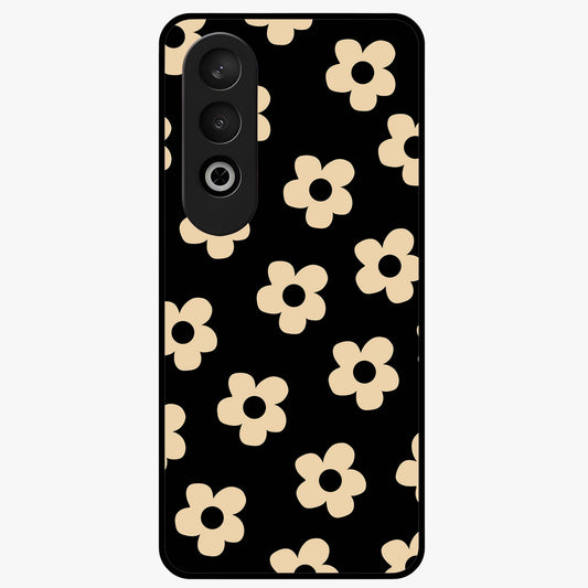 Little Daisy Flower Retro Pattern Glass Case for 1+Nord CE 4 cheerful front view featuring retro daisy floral pattern artwork