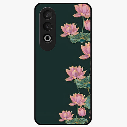 Lotus Bloom Serenity Glass Case for 1+Nord CE 4 peaceful front view featuring elegant lotus floral artwork