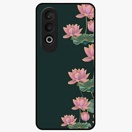 Lotus Bloom Serenity Glass Case for 1+Nord CE 4 peaceful front view featuring elegant lotus floral artwork