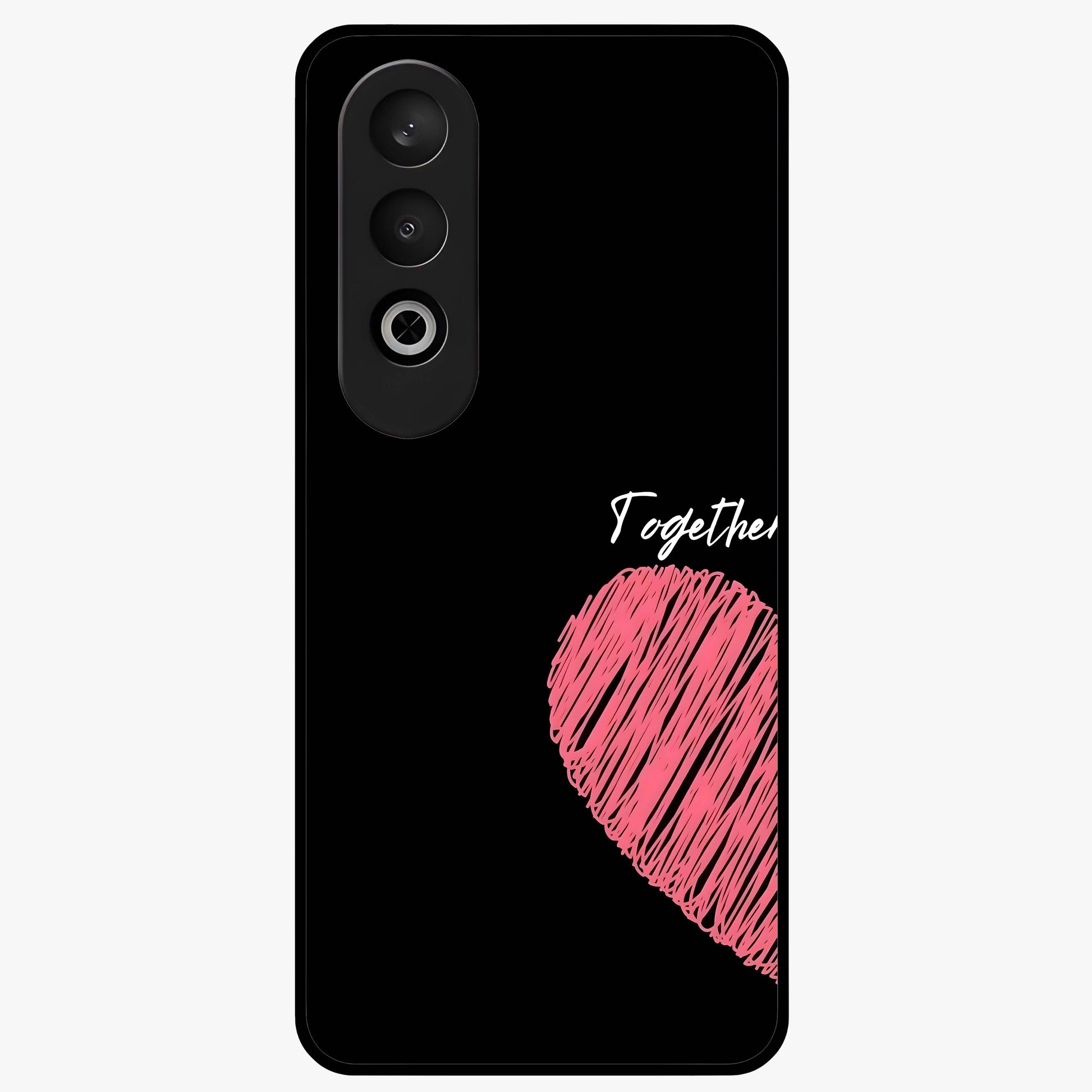 Love Forever Together Left Glass Case for 1+Nord CE 4 romantic front view featuring couple themed artwork