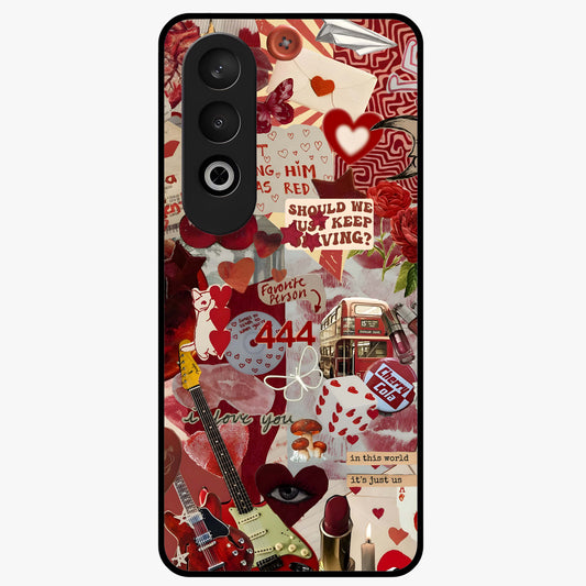 Lover’S Red Chaos Glass Case for 1+Nord CE 4 bold front view featuring intense red artistic artwork