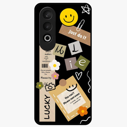 Lucky Aesthetic Collage Case Glass Case for 1+Nord CE 4 vibrant front view featuring layered aesthetic collage artwork
