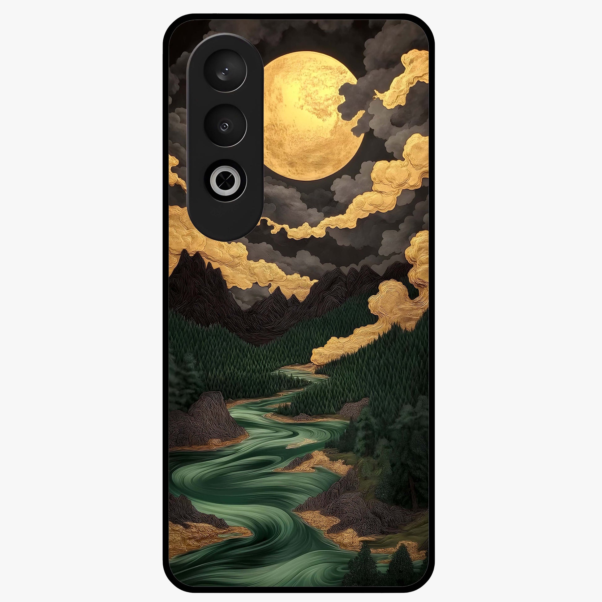 Lunar Silk Garden Glass Case for 1+Nord CE 4 elegant front view featuring floral artwork with soft lunar tones