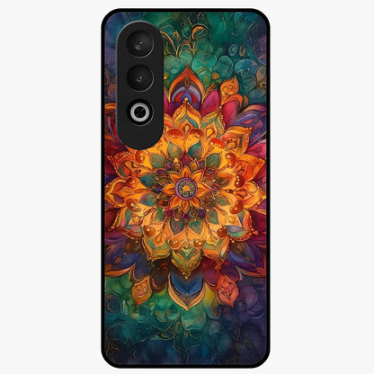 Mandala Vibrants Glass Case for 1+Nord CE 4 artistic front view featuring colorful mandala pattern artwork