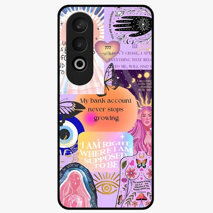 Manifestation Collage Glass Case for 1+Nord CE 4 creative front view featuring aesthetic vision board collage artwork