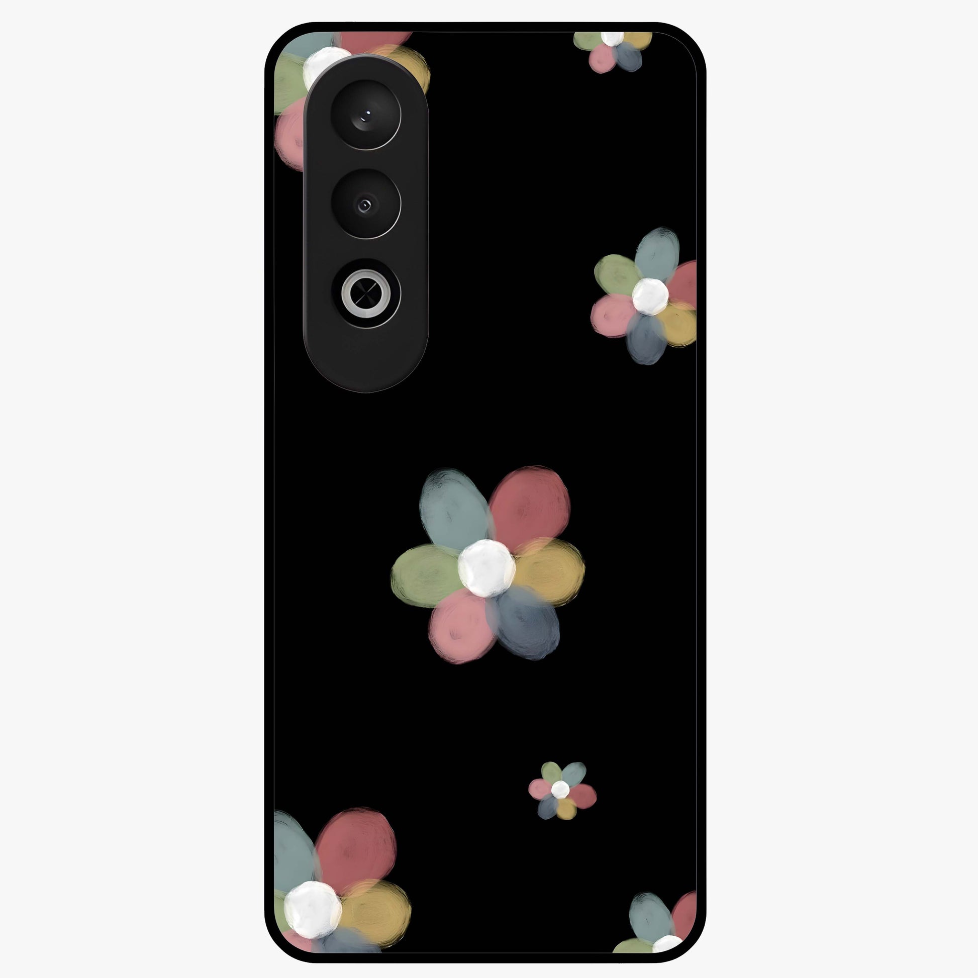 Minimal Floral Charm Glass Case for 1+Nord CE 4 clean front view featuring simple floral artwork with elegant detailing