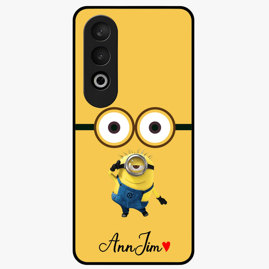 Minion Custom Name Glass Case for 1+Nord CE 4 playful front view featuring cartoon inspired artwork with personalized name design