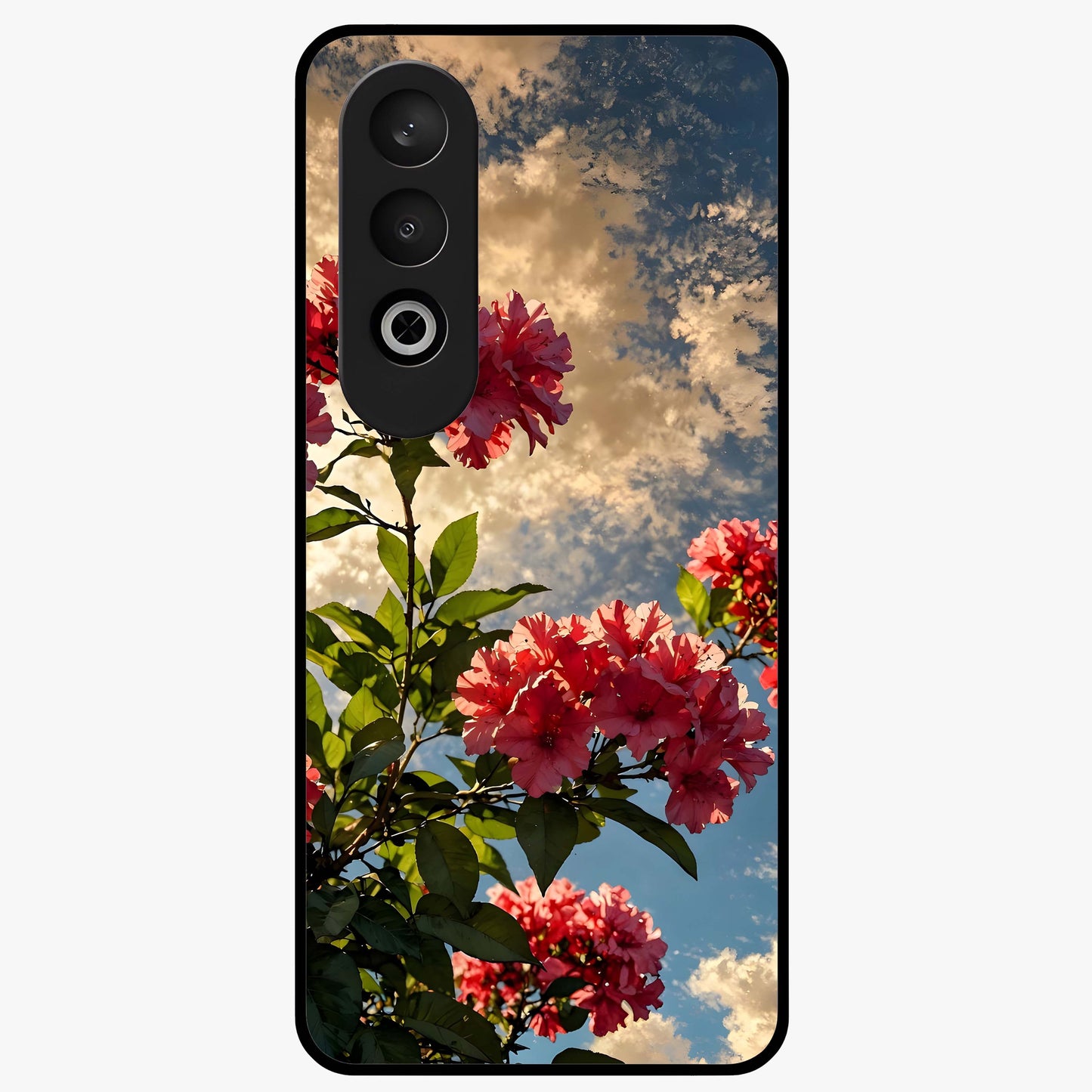 Moonlit Blossom Charm Glass Case for 1+Nord CE 4 elegant front view featuring floral artwork under soft moonlight tones