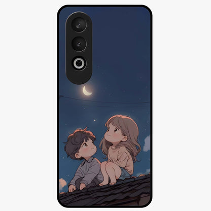 Moonlit Promise Together Glass Case for 1+Nord CE 4 romantic front view featuring couple inspired artwork in night tones