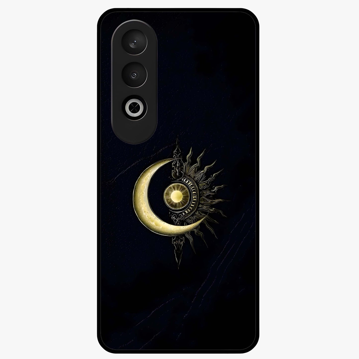 Mystic Lunar Flame Glass Case for 1+Nord CE 4 striking front view featuring moon and flame inspired artwork