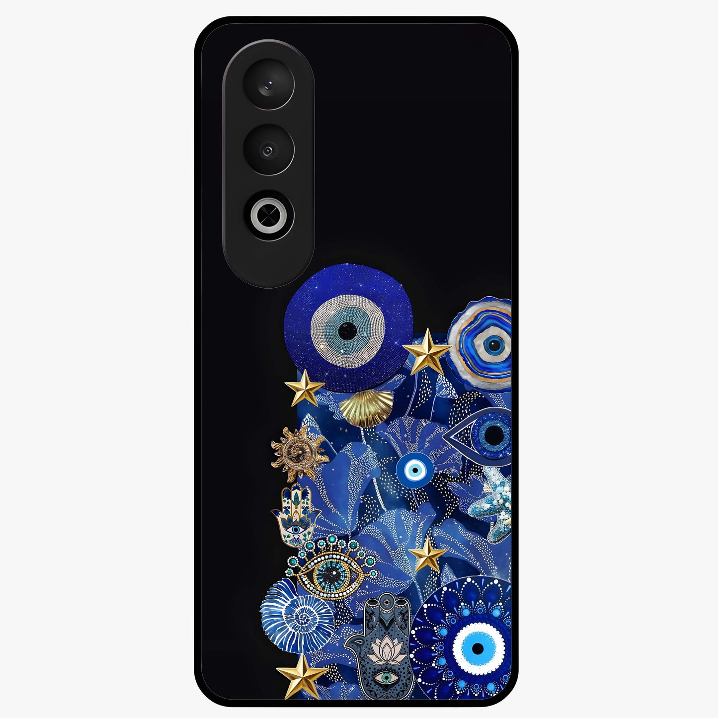 Mystic Ocean Eye Glass Case for 1+Nord CE 4 vibrant front view featuring ocean inspired eye artwork in blue tones