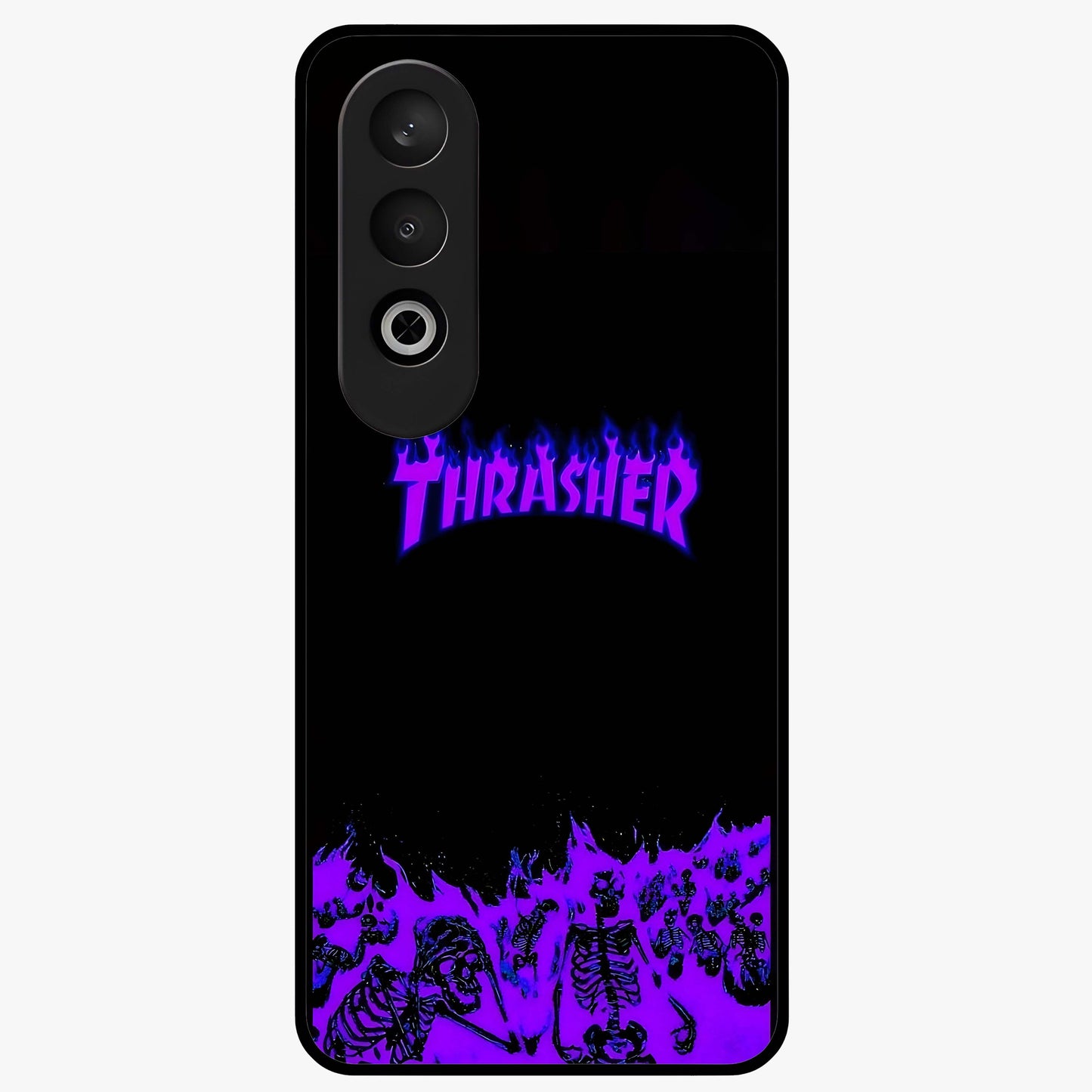 Neon Flame Riot Glass Case for 1+Nord CE 4 intense front view featuring blazing neon flame artwork