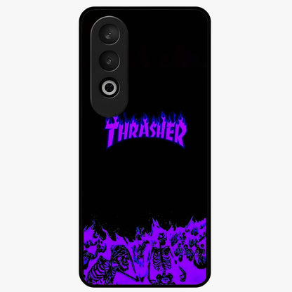 Neon Flame Riot Glass Case for 1+Nord CE 4 intense front view featuring blazing neon flame artwork