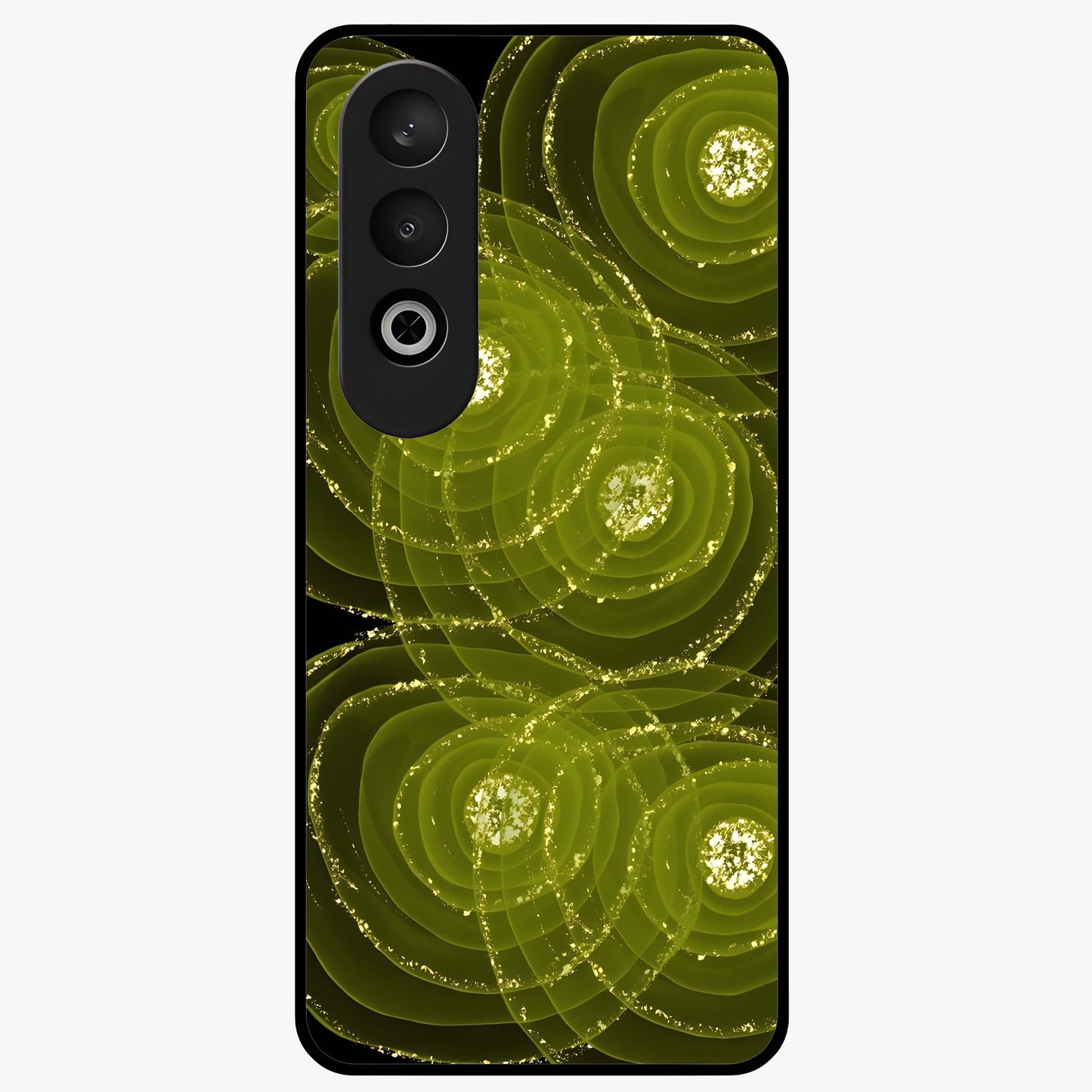 Neon Orbit Bloom Marble Glass Case for 1+Nord CE 4 artistic front view featuring marble texture with neon orbit accents