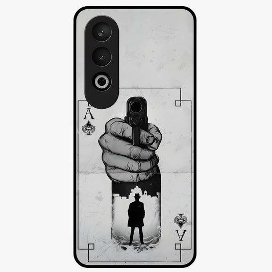 Noir Trigger Fate Glass Case for 1+Nord CE 4 dramatic front view featuring bold noir themed artistic artwork
