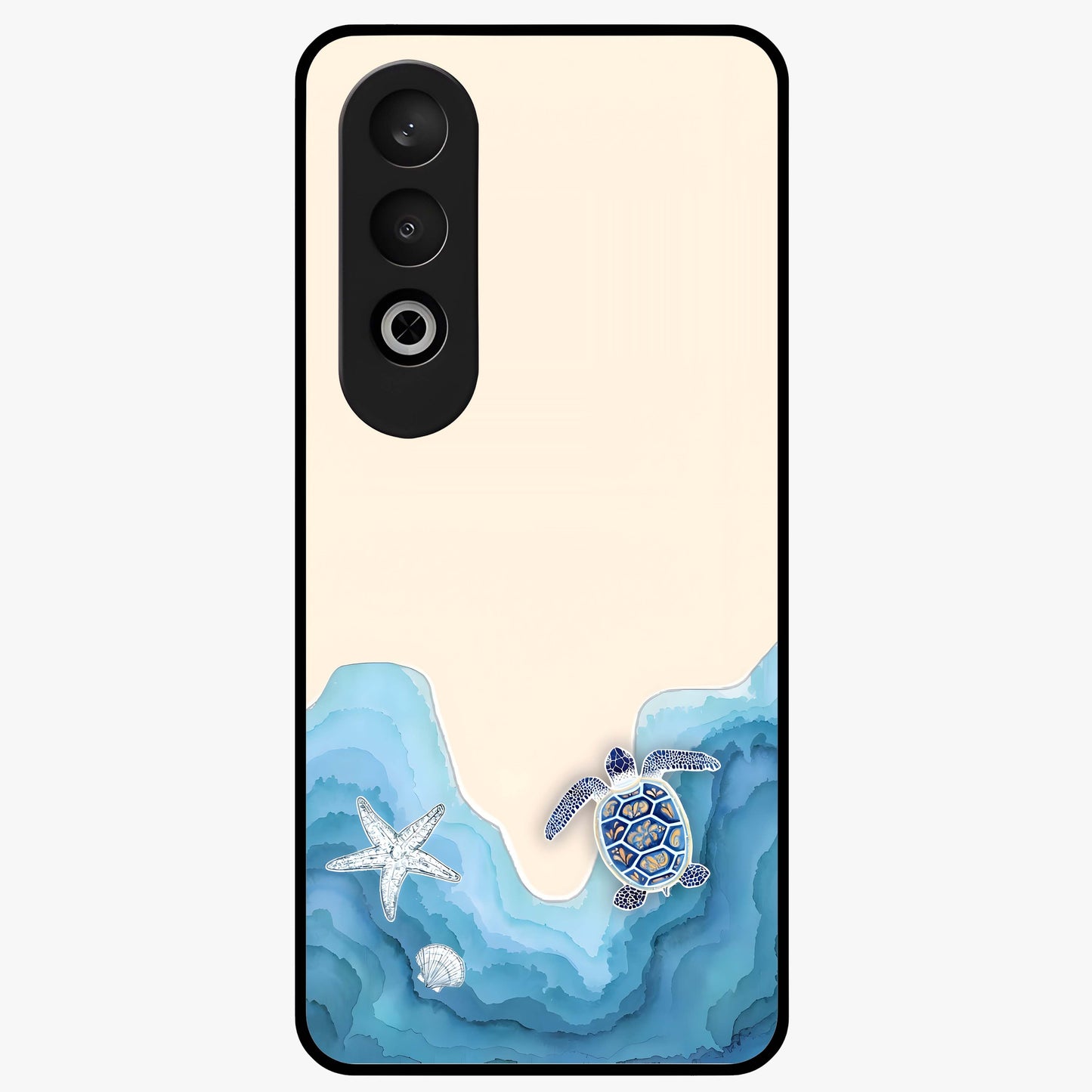 Ocean Drift Turtle Glass Case for 1+Nord CE 4 serene front view featuring sea turtle artwork in calming ocean tones