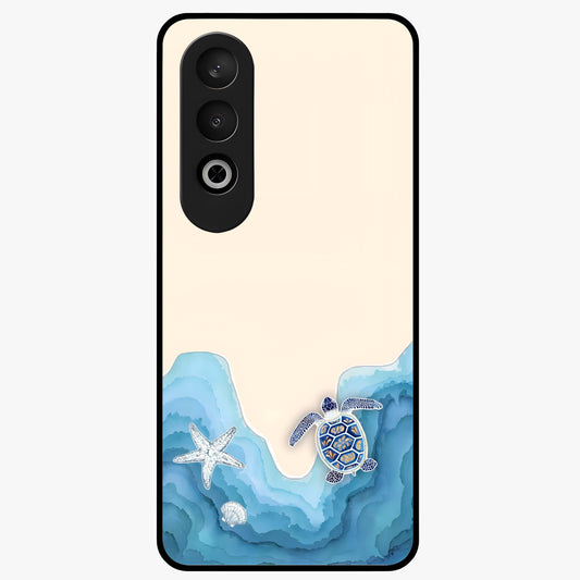 Ocean Drift Turtle Glass Case for 1+Nord CE 4 serene front view featuring sea turtle artwork in calming ocean tones
