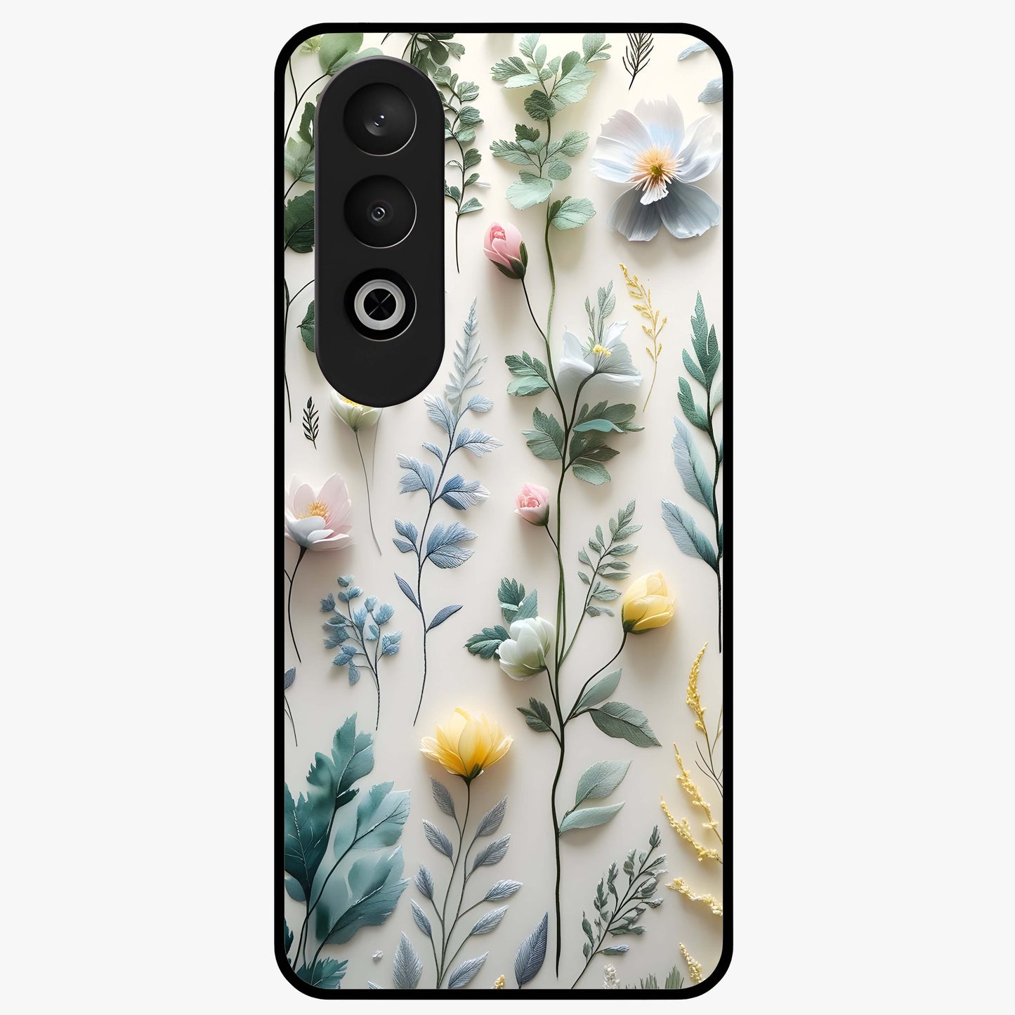 Pastel Garden Whispers Glass Case for 1+Nord CE 4 soft front view featuring delicate pastel floral artwork