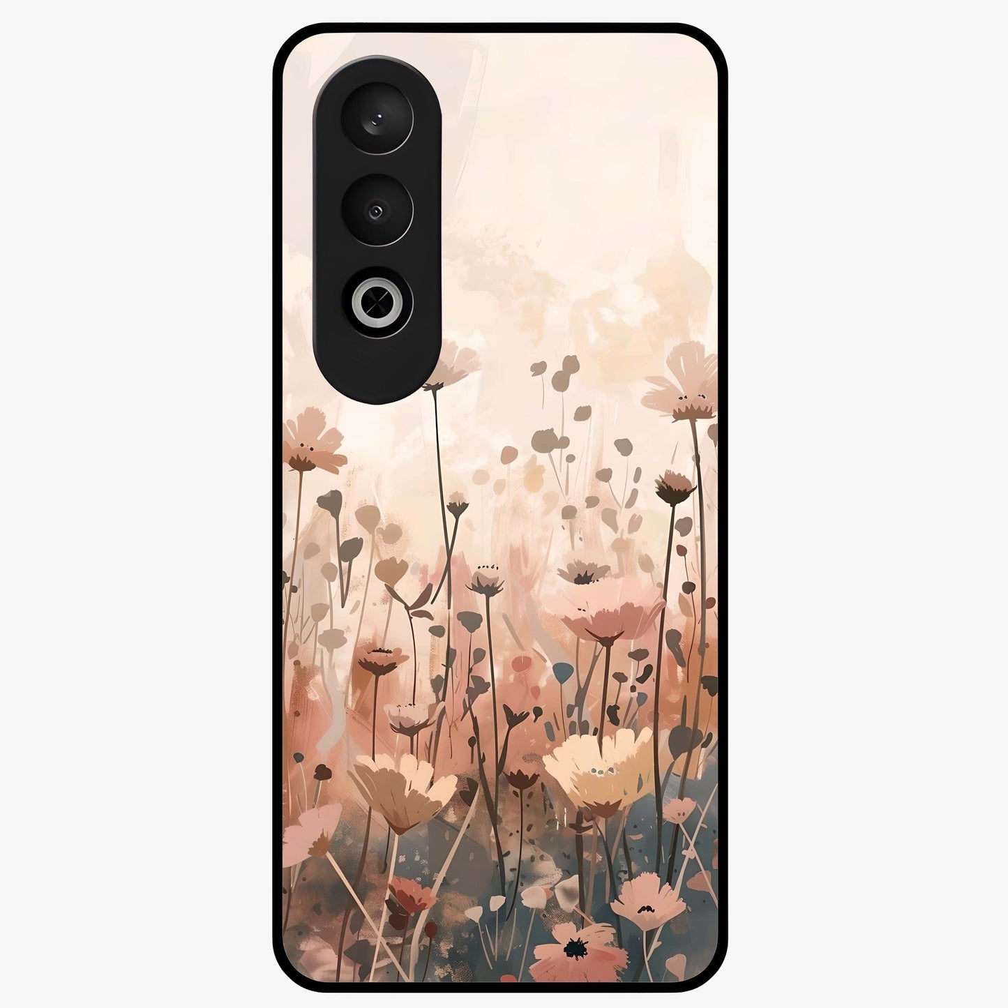 Pastel Wildflowers Glass Case for 1+Nord CE 4 cheerful front view featuring colorful wildflower artwork in pastel tones