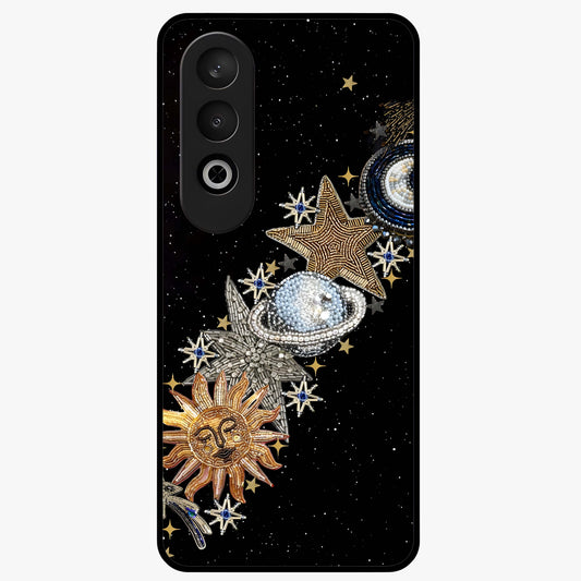 Pearls Universe Object Glass Case for 1+Nord CE 4 artistic front view featuring pearl inspired cosmic artwork