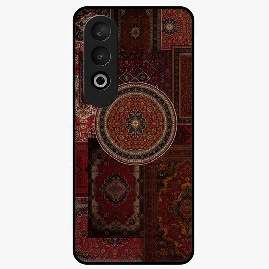 Persian Heritage Collage Glass Case for 1+Nord CE 4 rich front view featuring intricate Persian inspired collage artwork