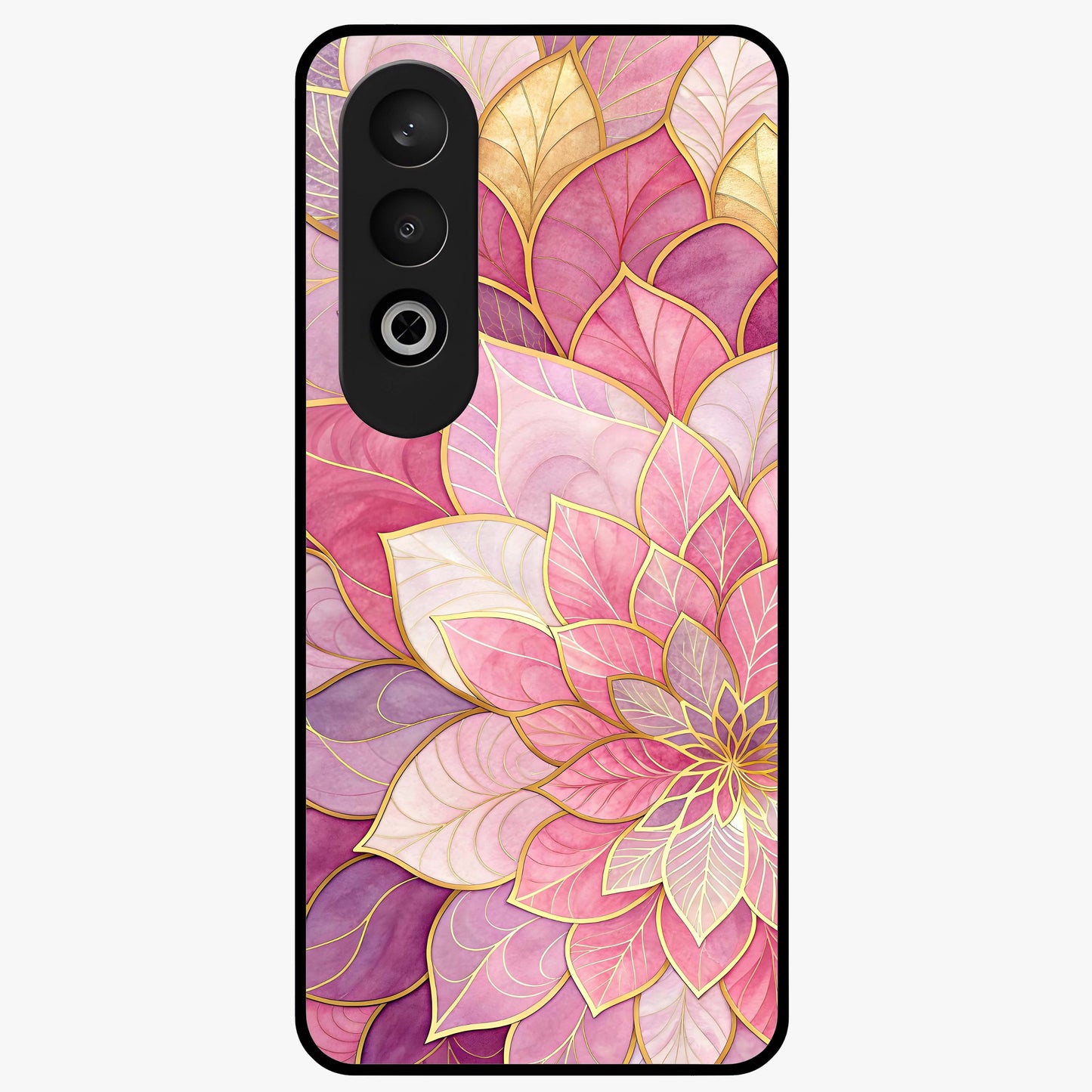 Petal Luxe Bloom Glass Case for 1+Nord CE 4 luxurious front view featuring refined floral artwork with rich tones